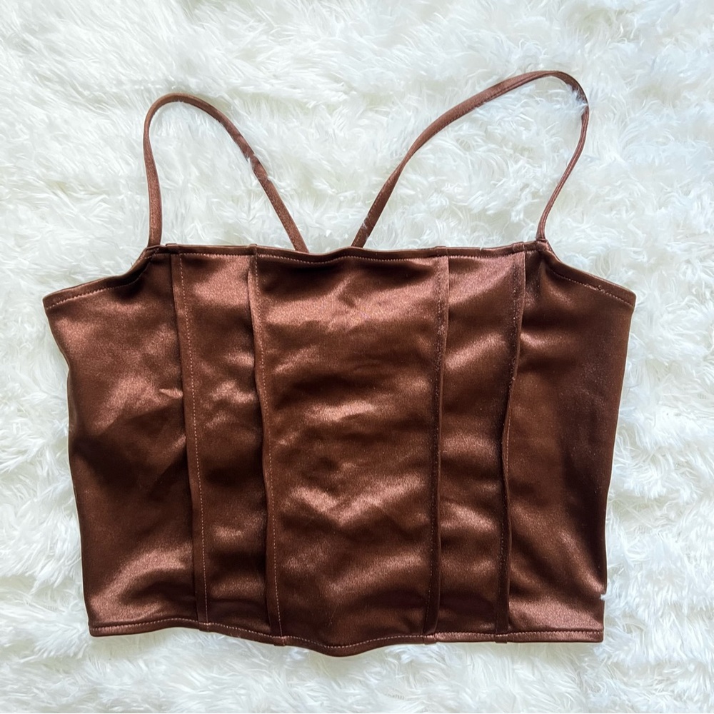 H&M Bronze Strappy Corset-Style Crop Top